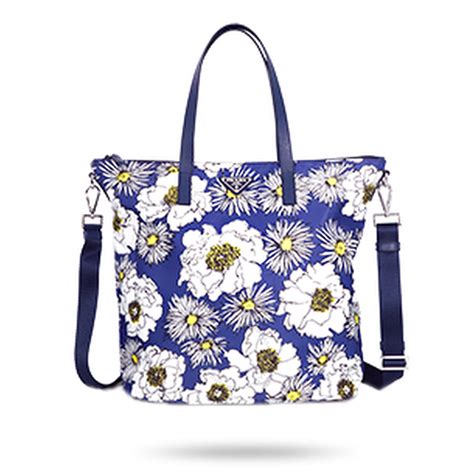 prada printed nylon tote bluette fiore|Prada totes crochet.